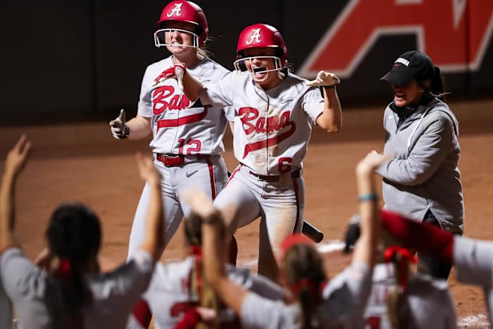 Dallis Goodnight after home run against Arizona